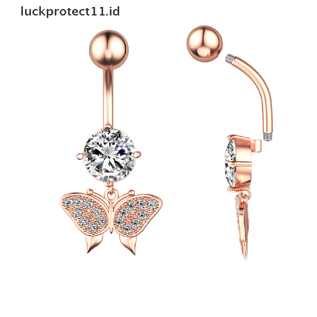 /Fashion Hot// Fashion// Cincin Pusar Perut Buncit Kristal Stainless Steel Perhiasan Tubuh.