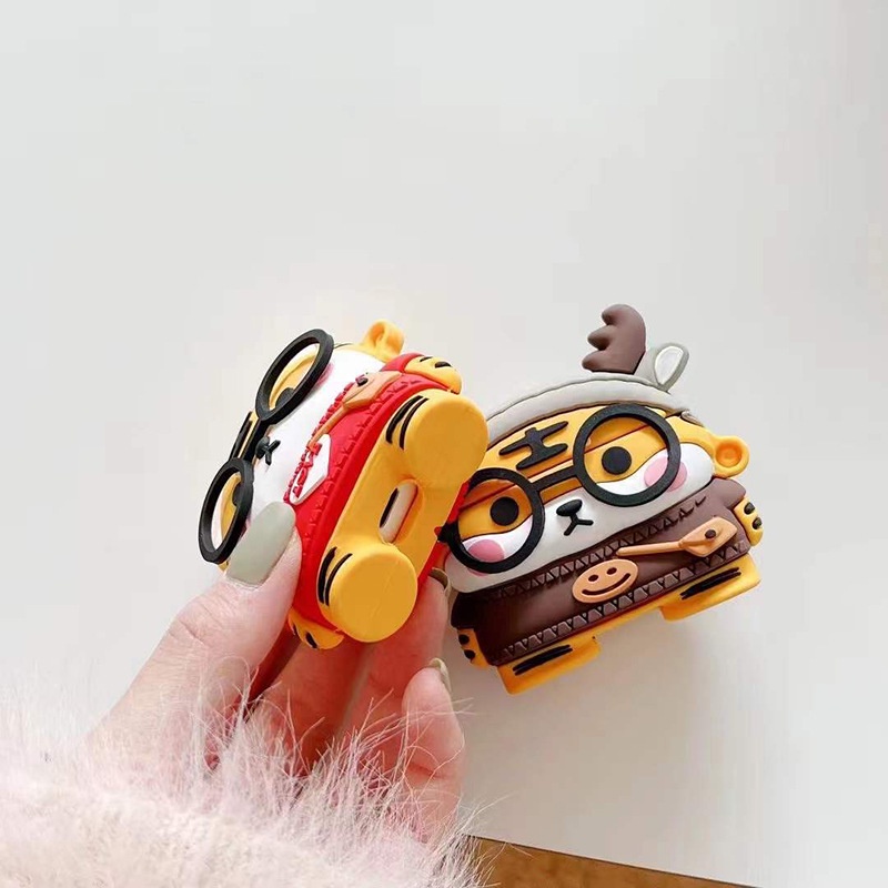 3d Topi Tanduk Lucu Tiger Bluetooth Earphone Silikon Case Cover Untuk Airpods1 2 3 Pro Airpods3 I12 i13 Inpods 12 13 Pro TWS Lembut Pelindung Anti Jatuh