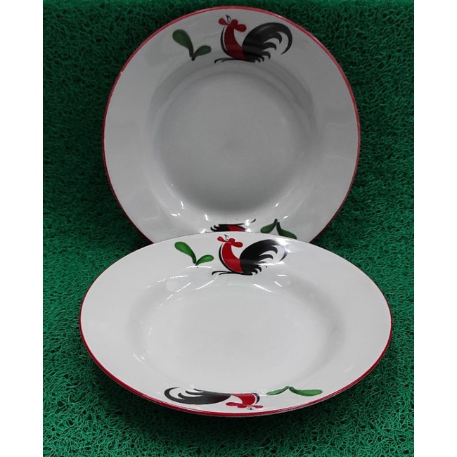 KOPIN  | AYAM JAGO MERAH | PIRING MAKAN /PIRING DALAM/KERAMIK/PER 1 PCS