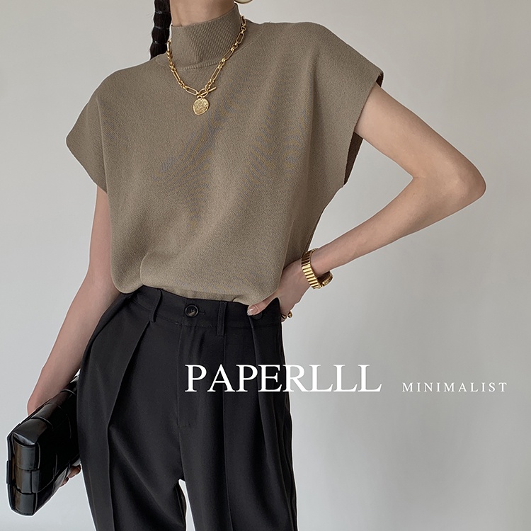 XIAOZHAINV Rompi Rajut Pendek Korea V-Neck Top Crop 0720