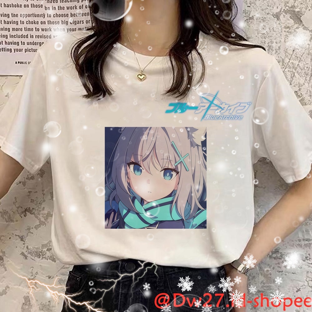 BAJU KAOS Kartun BA SABLON CUSTOM SATUAN FOTO GAMBAR Blue Archive NAMA TULISAN KATA KATA DESAIN SEND
