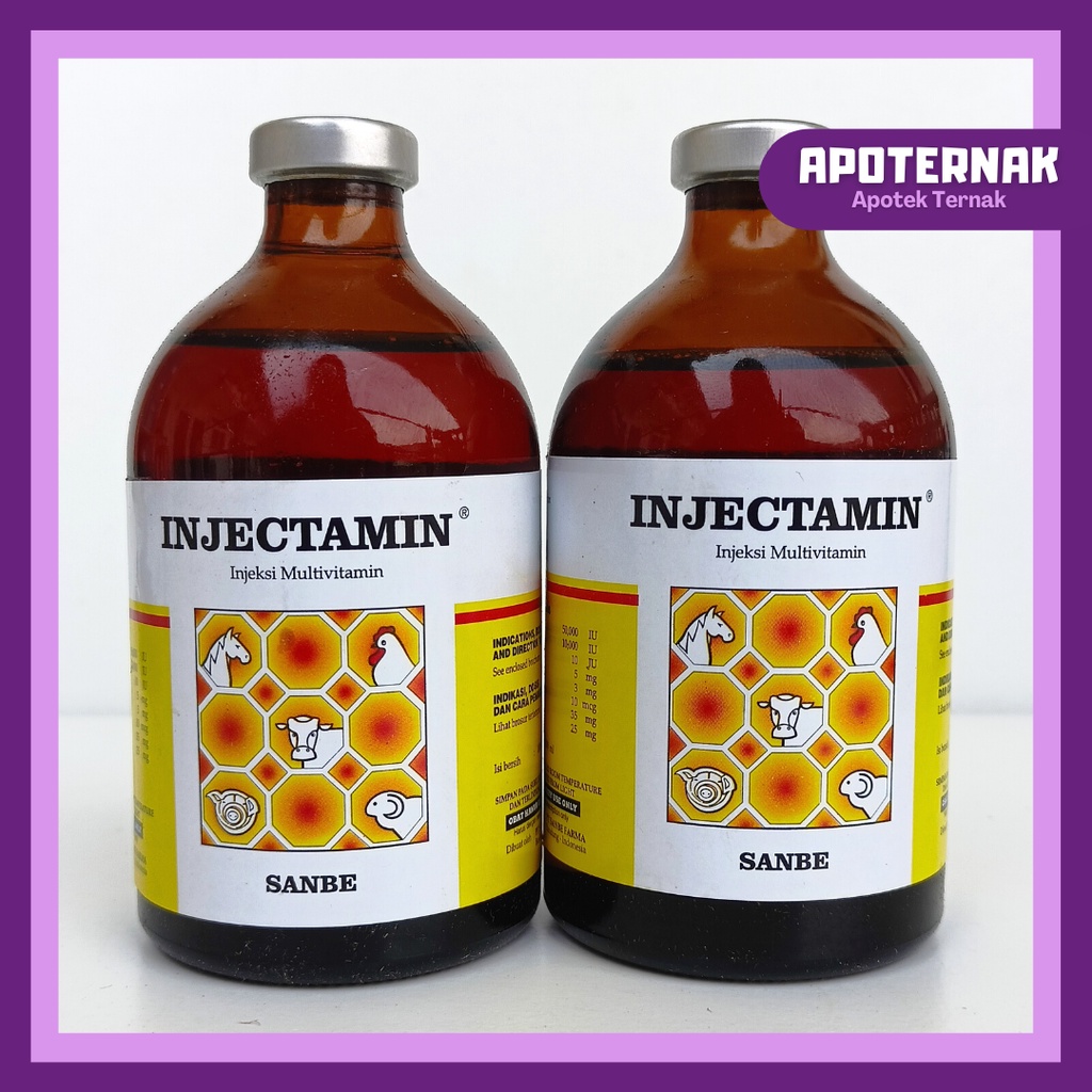 INJECTAMIN 50 ml &amp; 100 ml | Multivitamin Lengkap Untuk Produktifitas Pasca Sakit Kelelahan Sapi Kambing Kuda Unggas dll | SANBE