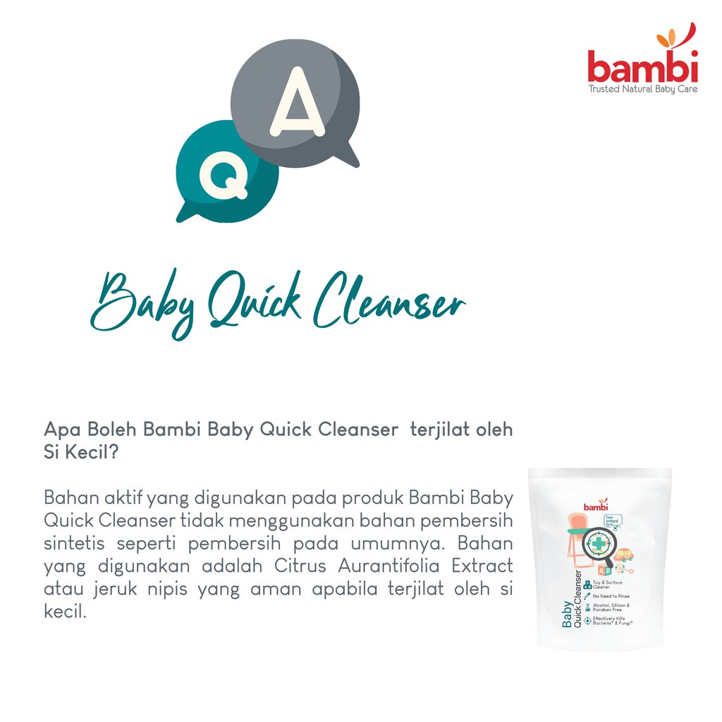 Bambi Baby Quick Cleanser 120ml Spray &amp; Refill - Cairan Pembersih Perlengkapan Bayi &amp; Anak