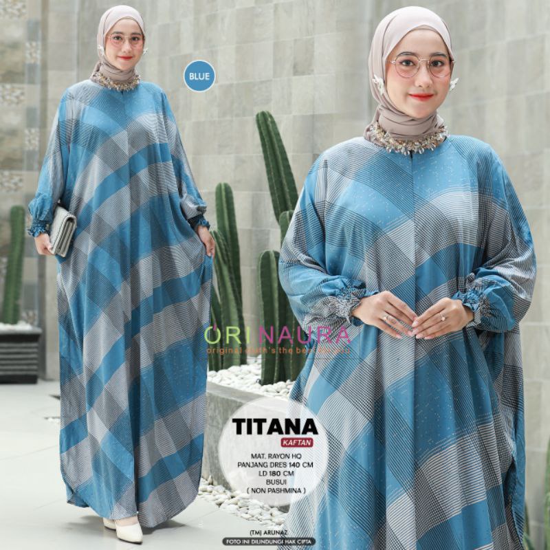 Titania Kaftan Wanita Rayon Premium Gamis Jumbo Batik Lengan Karet Dress Women Caftan Bigsize LD 180 cm