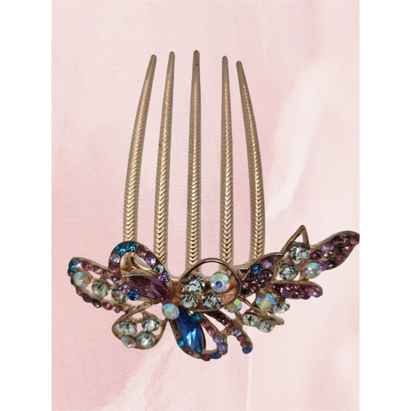 Sisir Sirkam Rambut Motif Flower Kristal Zirkon Import