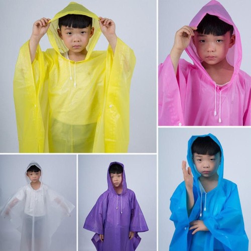 Jas Hujan EVA Anak KIds TK SD Transparan Terusan Mantel Poncho Rain Coat Waterproof