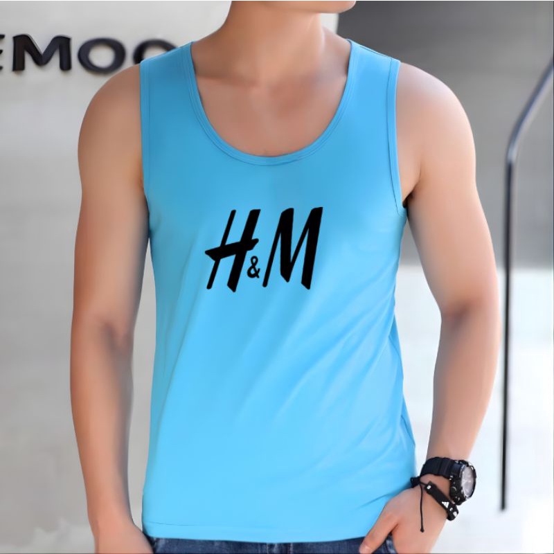 Singlet Pria Dewasa HM Kaos Singlet Pria Cotton Combed Kaos Lekbong Pria-Turkis