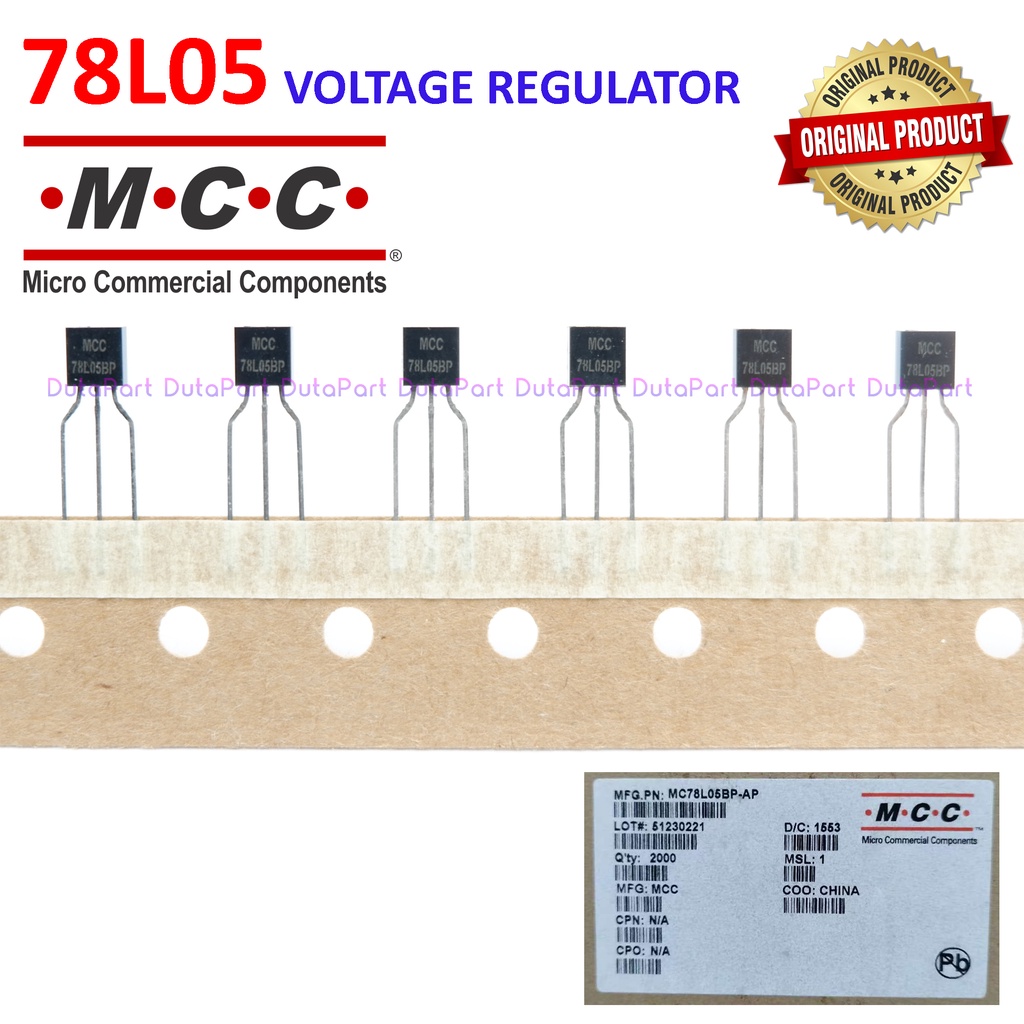 78L05 ORIGINAL MCC USA BRAND 5V 0.1A 100mA Voltage Regulator TO-92