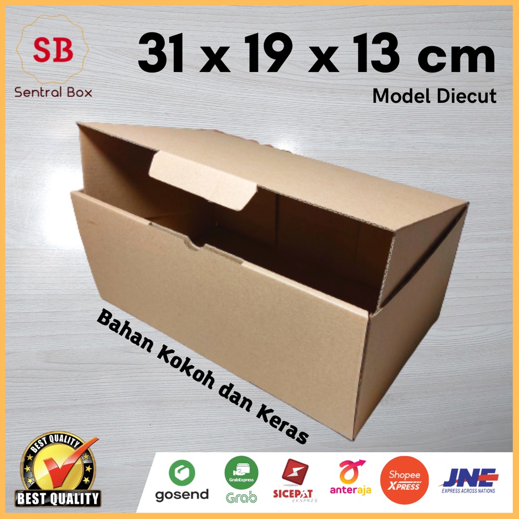 

( Min.order 5 pcs ) Kardus 31 x 19 x 13 cm........ Die Cut ( pembelian di atas 10 pcs harga lebih Murah )