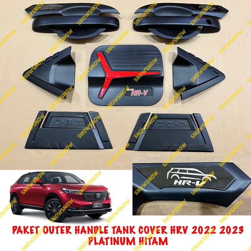 Paket Lengkap Outer Handle Tank Cover Honda Hrv 2022 2023 Platinum Chrome Hitam Carbon