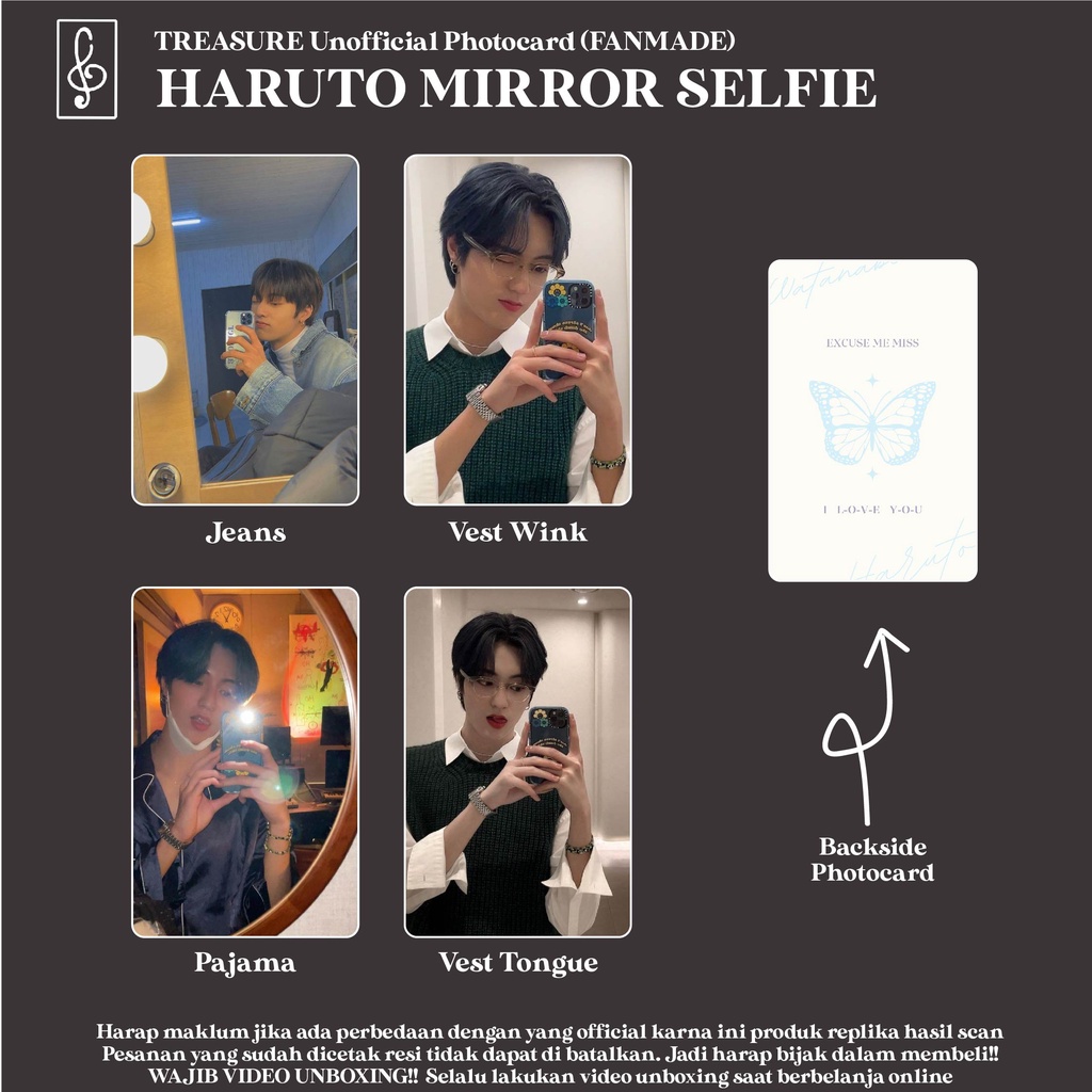 PHOTOCARD HARUTO MIRROR SELFIE FANMADE UNOFFICIAL BOYFRIEND MATERIAL