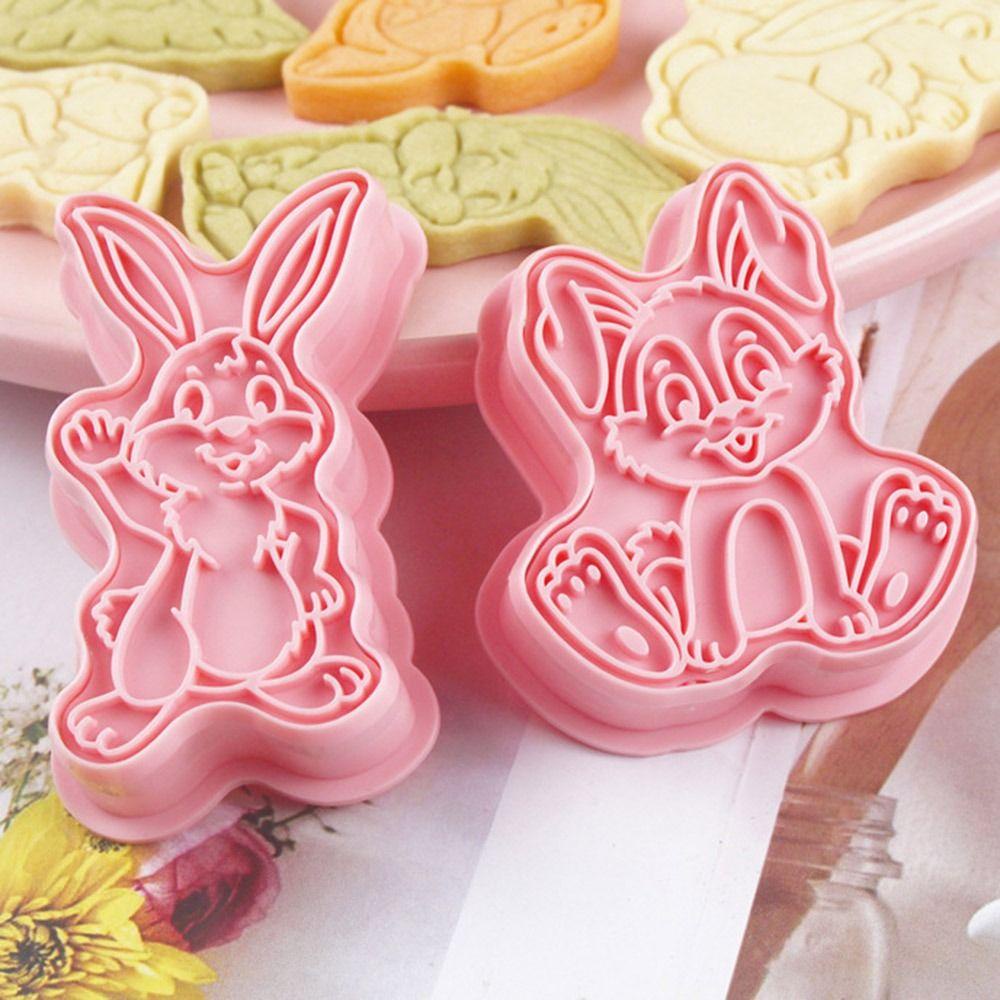 Preva 8pcs/set 3D Easter Rabbit Alat Kue Pastry Dekorasi Plastik Bunny Cookie Cutter