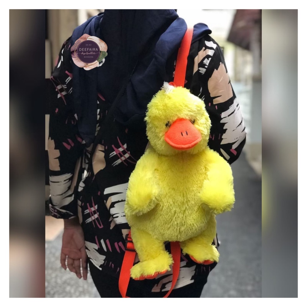 Tas Ransel Wanita Boneka Duck Lucu Bahan Lembut Dan Terdapat Saku Besar