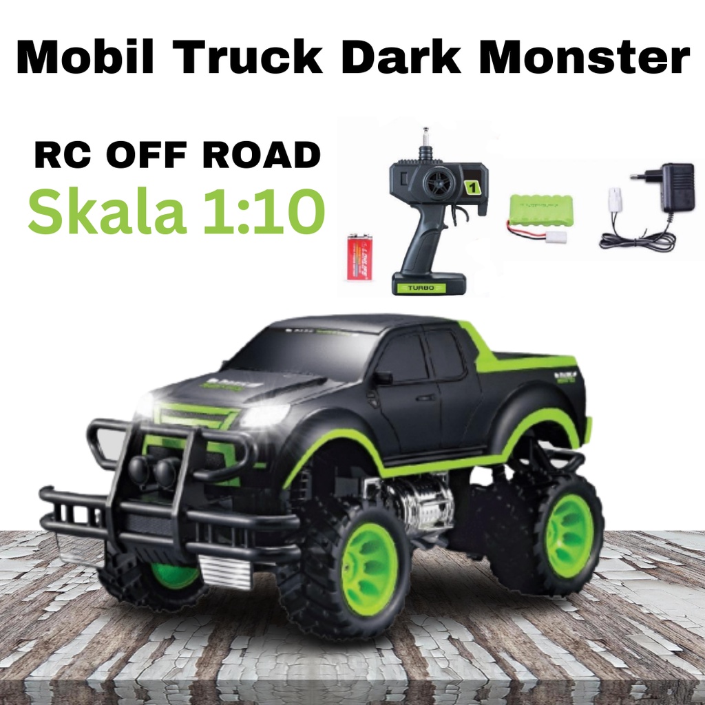 Mainan Mobil Mobilan Besar Dark Monster Turbo Off Road RC Mainan Anak Laki Laki Mobil Remot 1:10 4WD