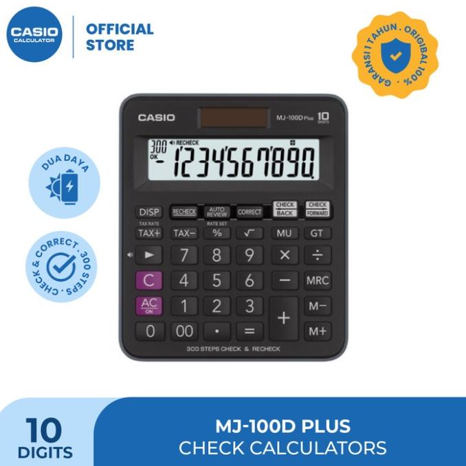 

CASIO MJ-100DPlus-Hitam-Kalkulator Dagang-Fungsi Recheck-10 Digit