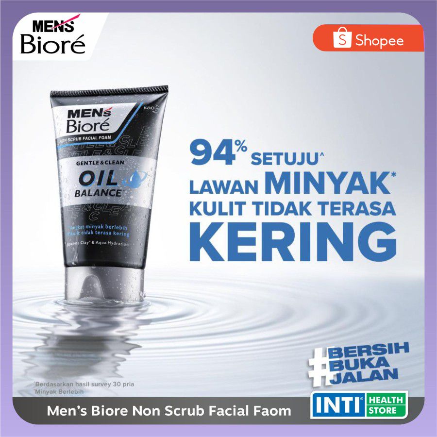 Men's Biore | Facial Foam Non Scrub 100 ml | Pembersih Wajah Pria