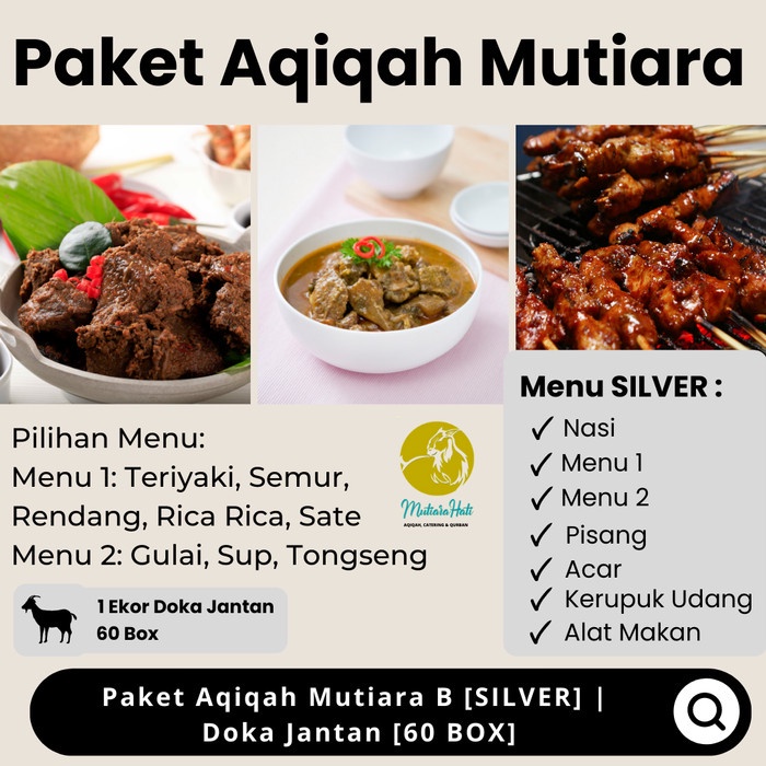 

Paket Aqiqah Murah Mutiara B [SILVER] | Doka Jantan [60 BOX]