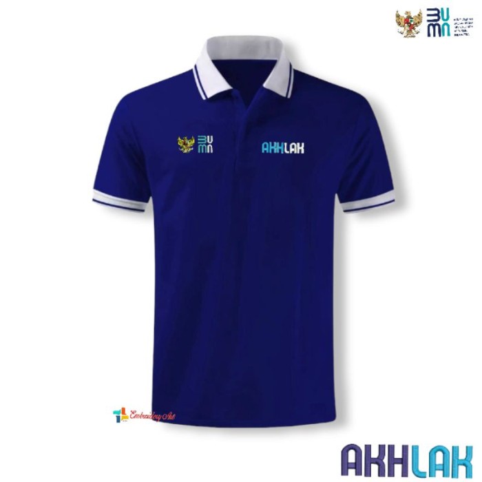 Branded Kaos Polo Bumn Akhlak Bordir Kera Kombinasi