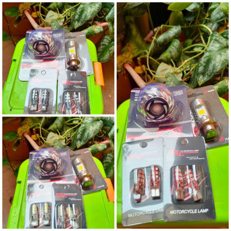 paket lengkap lampu motor lampu depan h6 2sisi projie dan 4biji sen jelly universal