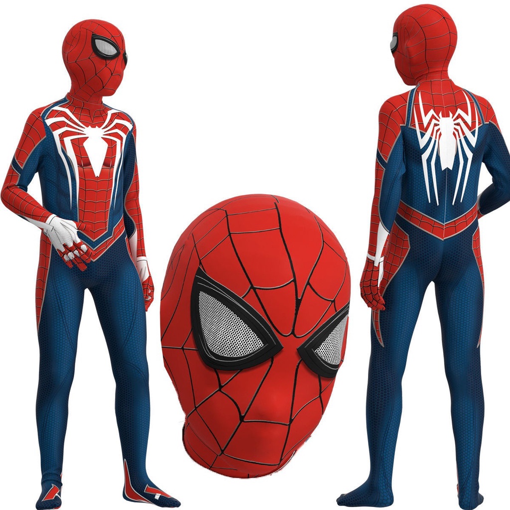 Cosplay Dewasa Laba -laba Pria Gwen Besi Spiderman Kostum+Topeng Cosplay Superhero Jumpsuit Untuk Dewasa