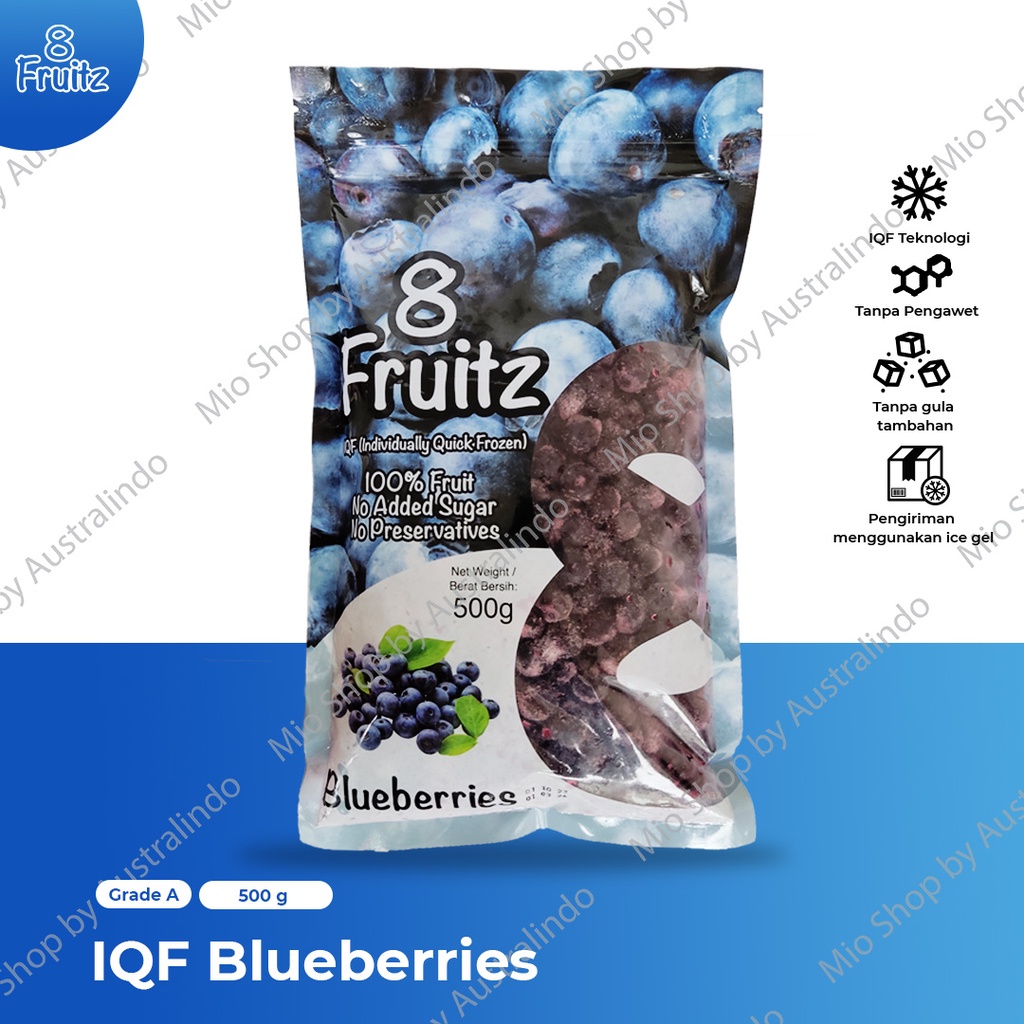 

8 Fruitz frozen blueberry/blueberries beku 500 Gr