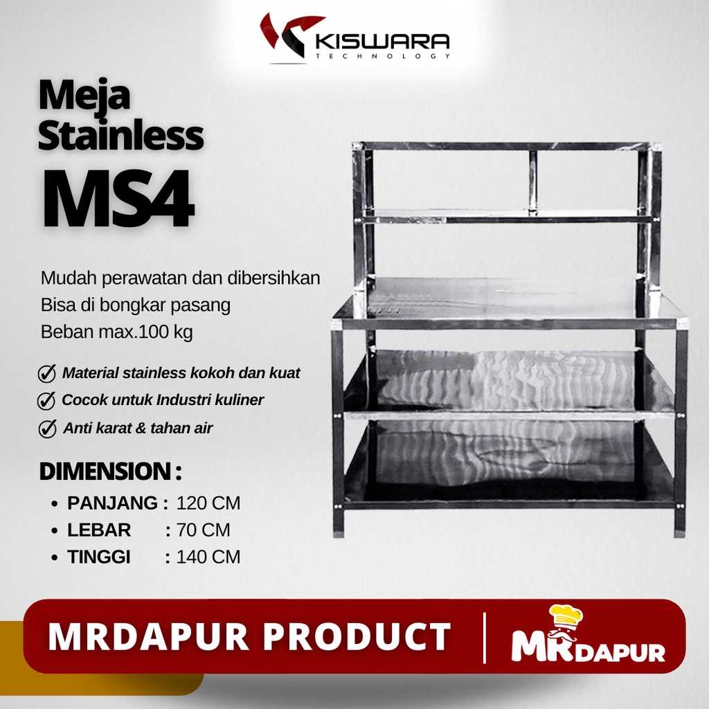 Meja Rak Stainless Steel MrDapur MS 4 kiswarabandung