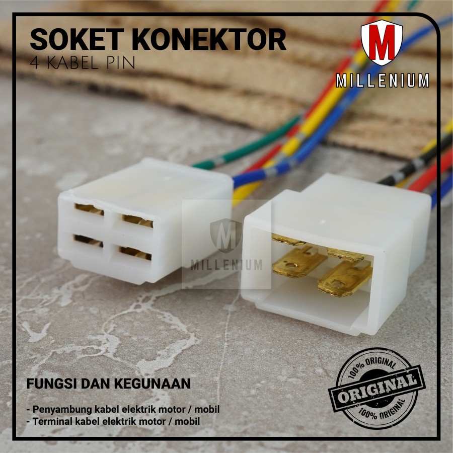 SOKET KONEKTOR KABEL 4 PIN / SOCKET SAMBUNG MOBIL MOTOR KABEL BINTIK