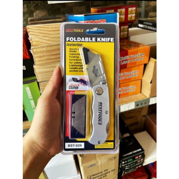 Cutter Set Pisau Lipat + 5pcs Refill BESTTOOLS Foldable Knife Cutter Utility Pisau Pemotong