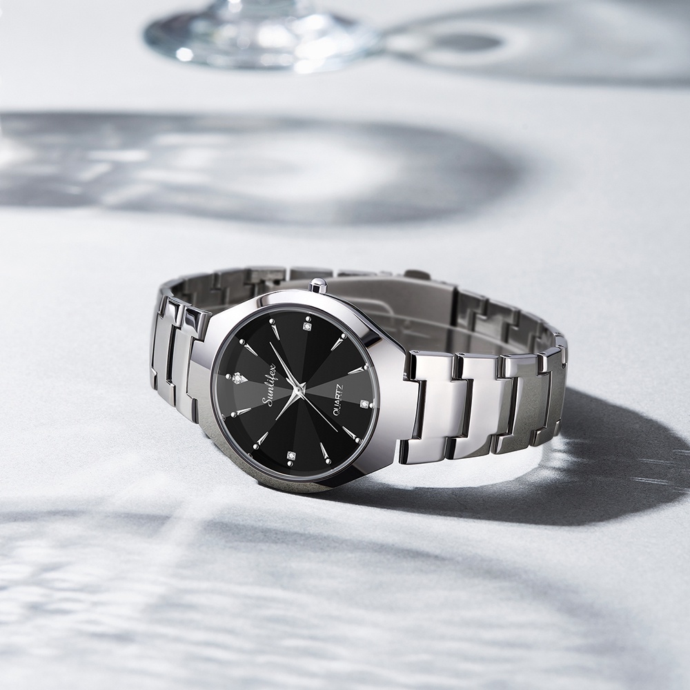 Sunlifex Jam Tangan Pria 9090 Kuarsa Klasik Bisnis Pria Tali Stainless Steel Jam Tangan Cowok Original-7