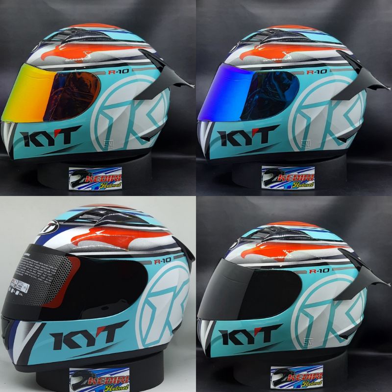 HELM KYT R10 AQUAMARINE FULL FACE AQUA BLUE PAKET GANTENG