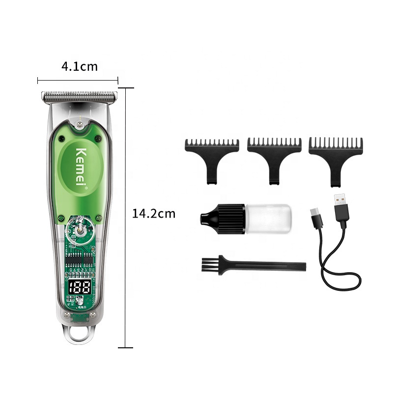 Kemei KM-322 Hair Trimmer Rechargeable Cukur Rambut Transparant