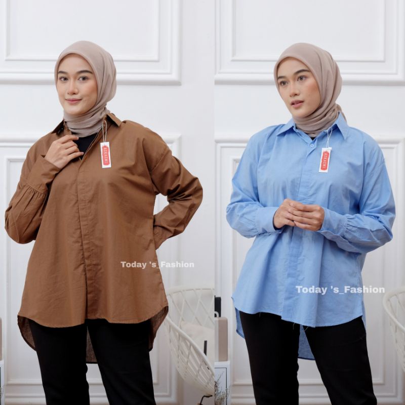 Vhea Shirt | Kemeja Oversize Wanita - Basic Katun Poplin - Atasan Wanita Polos Lengan Panjang