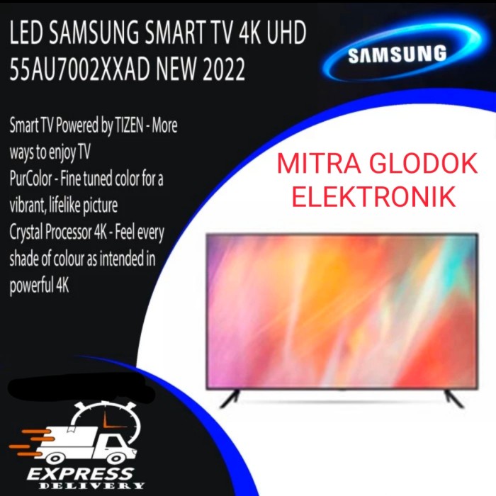 LED SAMSUNG 55INCH 55AU7002 UHD 4K SMART garansi resmi