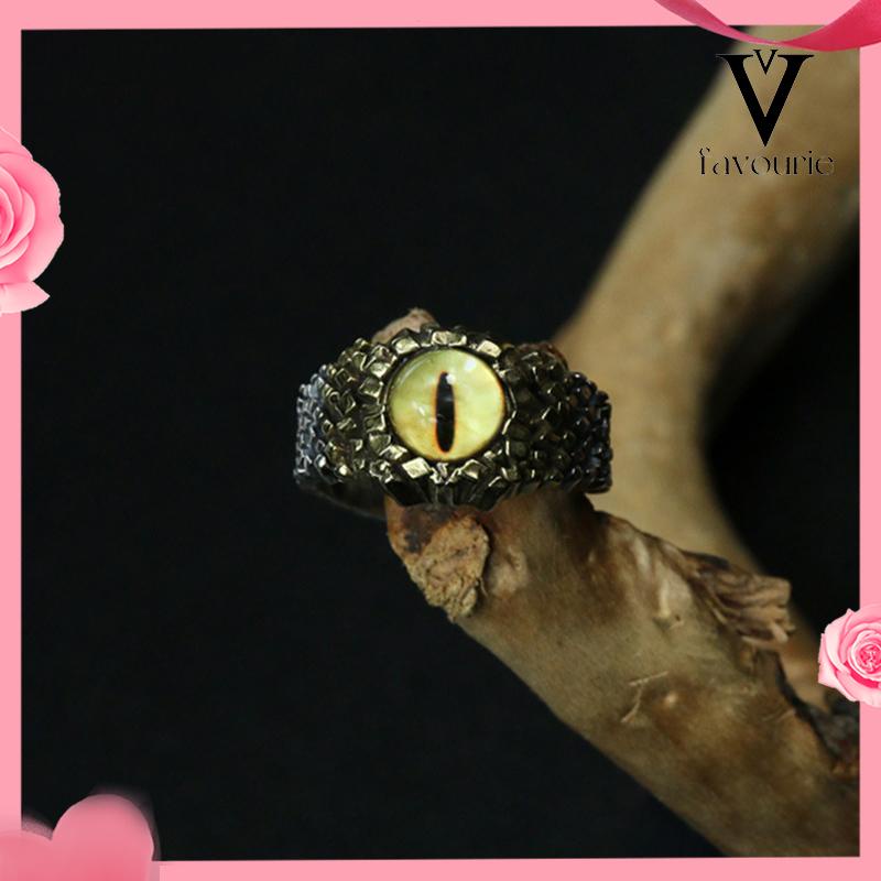 COD2022 Cincin Pria Desain Mata Merah Bahan Metal Gaya Retro Punk Rock Untuk Pesta Motor-FA