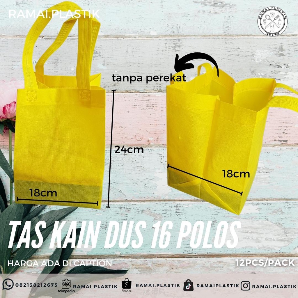 

Tas kain untuk dus 18 POLOS Warna isi 12pcs