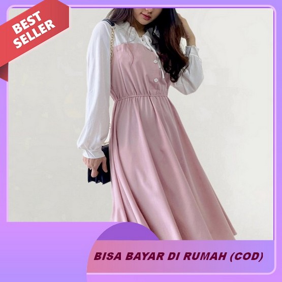 Baju Midi Mini Korean Dress Pesta Natal Christmas New Year Eve Dinner Kondangan Lace Embro Embroi Br