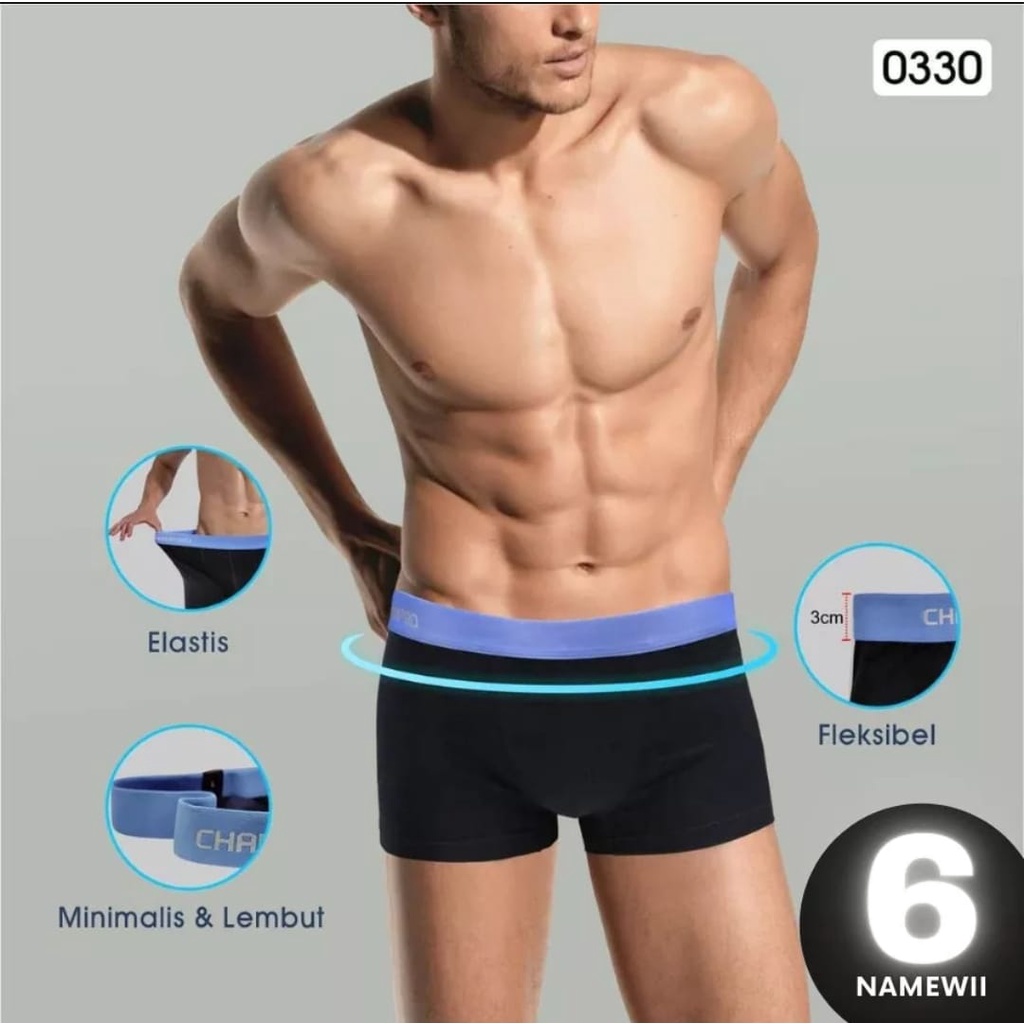 CHAMPIRO Celana dalam pria model boxer bahan katun origial 1box isi 3 pcs