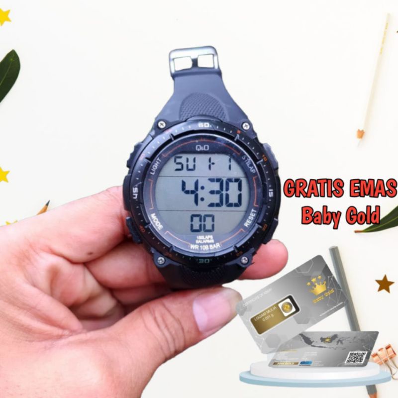 (COD) Jam Tangan Pria Digital QnQ Tali karet Tahan Air