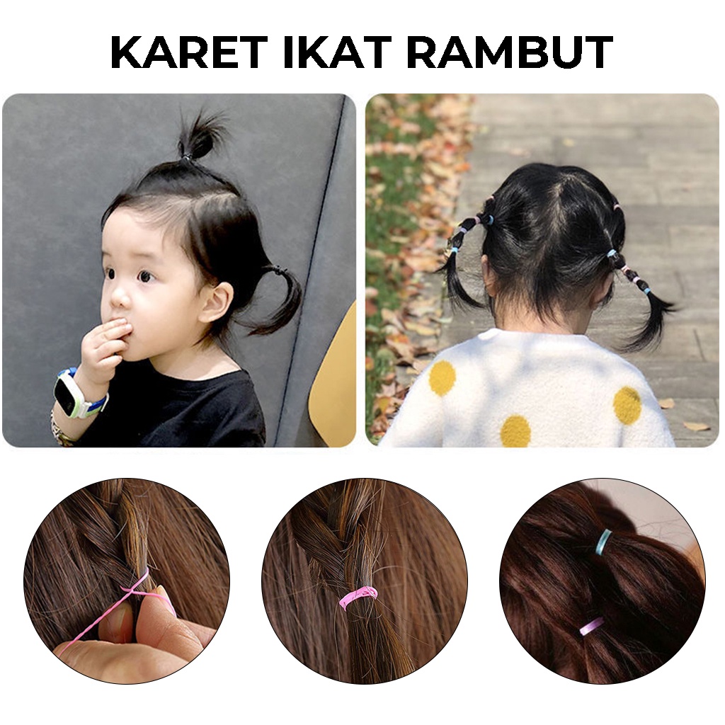 Karet Jepang Isi 600pcs Ikat Rambut Anak Warna Warni Tali Kunciran Rambut Perempuan Hair Tie aksesoris rambut | GROSIRXPRESS