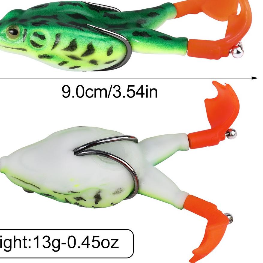 ホ YUDO Lure Umpan Casting Katak Lure Soft Frog Dengan Kaki Berputar Umpan Pancing Legs Thunder Frog 
