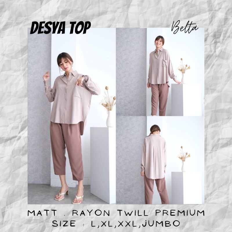 Kemeja Wanita Oversize Rayon Twill Tebal Premium Jumbo - DESYA TOP