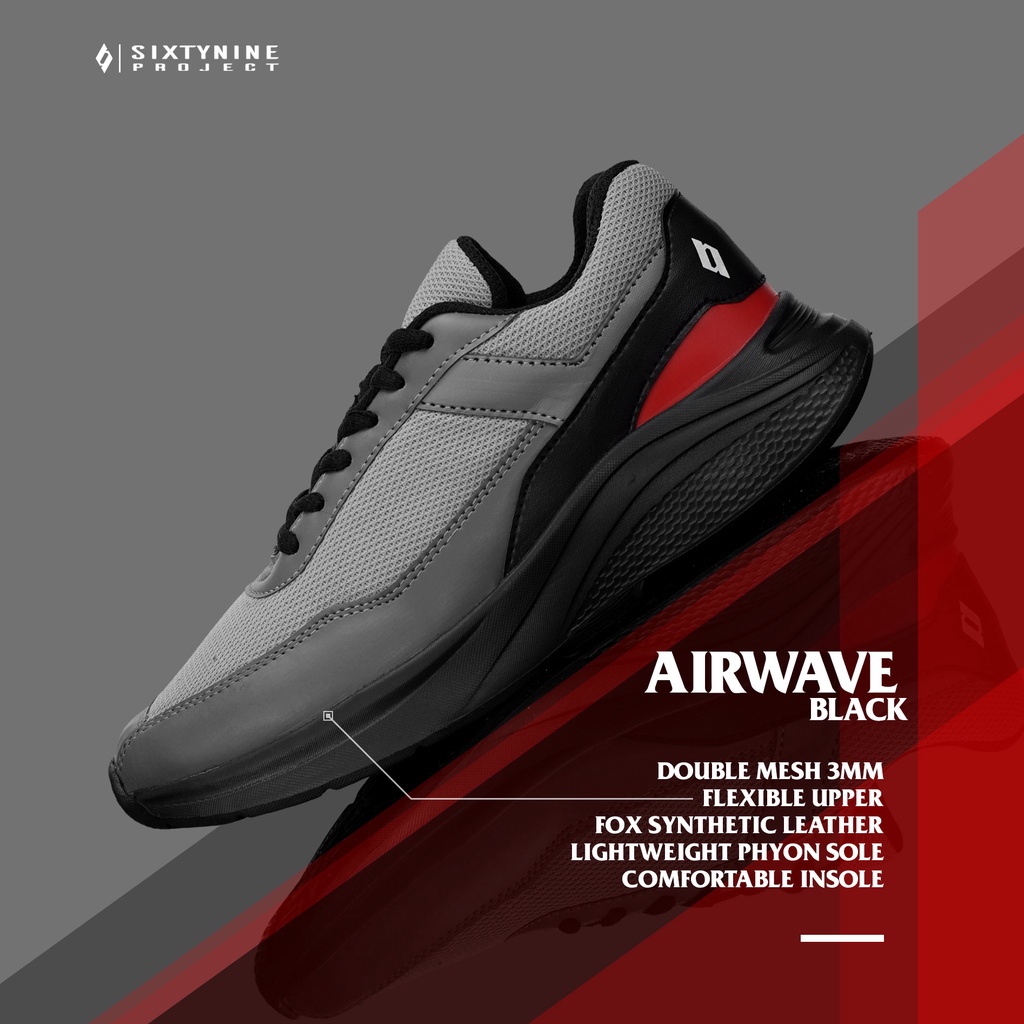 SIXTYNINE PROJECT - Airwave Black - Sepatu Pria Wanita