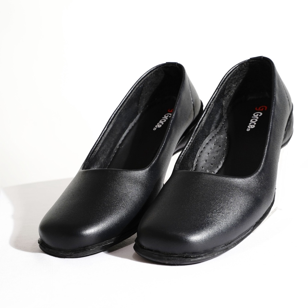 GRACE [SL-403] Sepatu Pantofel Flat Wanita Sepatu Paskibra Wanita Sepatu Sekolah Hitam Flat