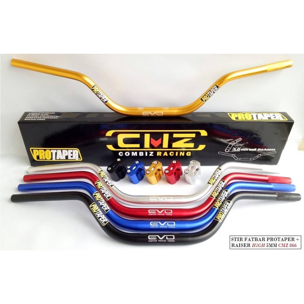 Stang stir Protaper EVO HIGH + raiser CMZ YY139-5 biru/gold/merah/hitam