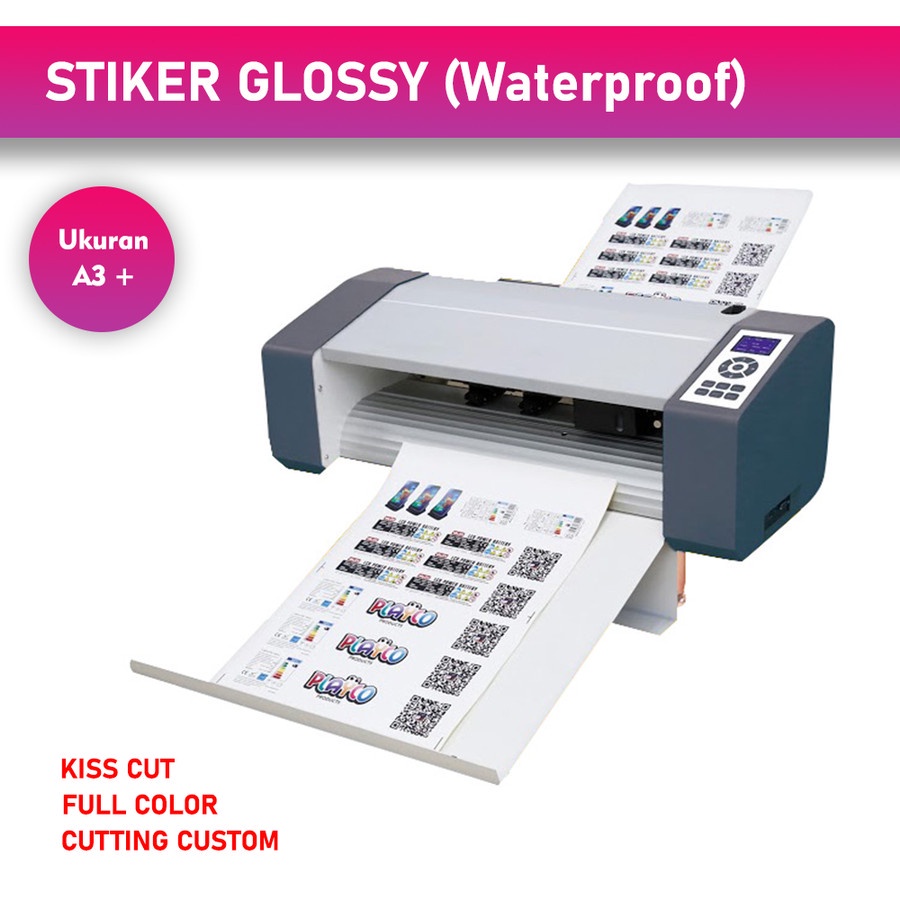 

Cetak Stiker Glossy A3 + Kiss Cut (Waterproof) Stiker Label Kemasan custom