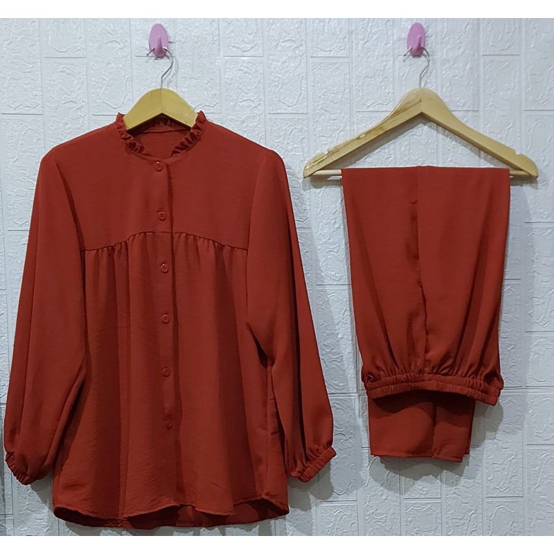 ONE SET RAYON CRINKLE AIRFLOW SETELAN // SETELAN RAYON CRINKLE AIRFLOW// DRESS RAYON // SETELAN RAYON  //BUSUI FRIENDLY//PIYAMA//PREMIUM//HOMEY//BUSUI-Bata