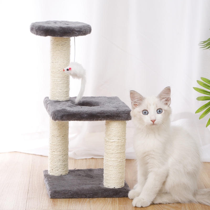 Pet’ oPedia  Cat Tree kandan Kucing Cat condo Double Tidur -Mainan Kucing gelegan dan minimalis, bahan lembut dan struktur kuat