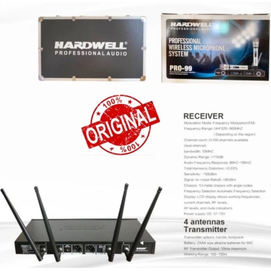 MICROPHONE MIC WIRELESS HARDWELL PRO 99 UHF DUAL HANDLE ORIGINAL