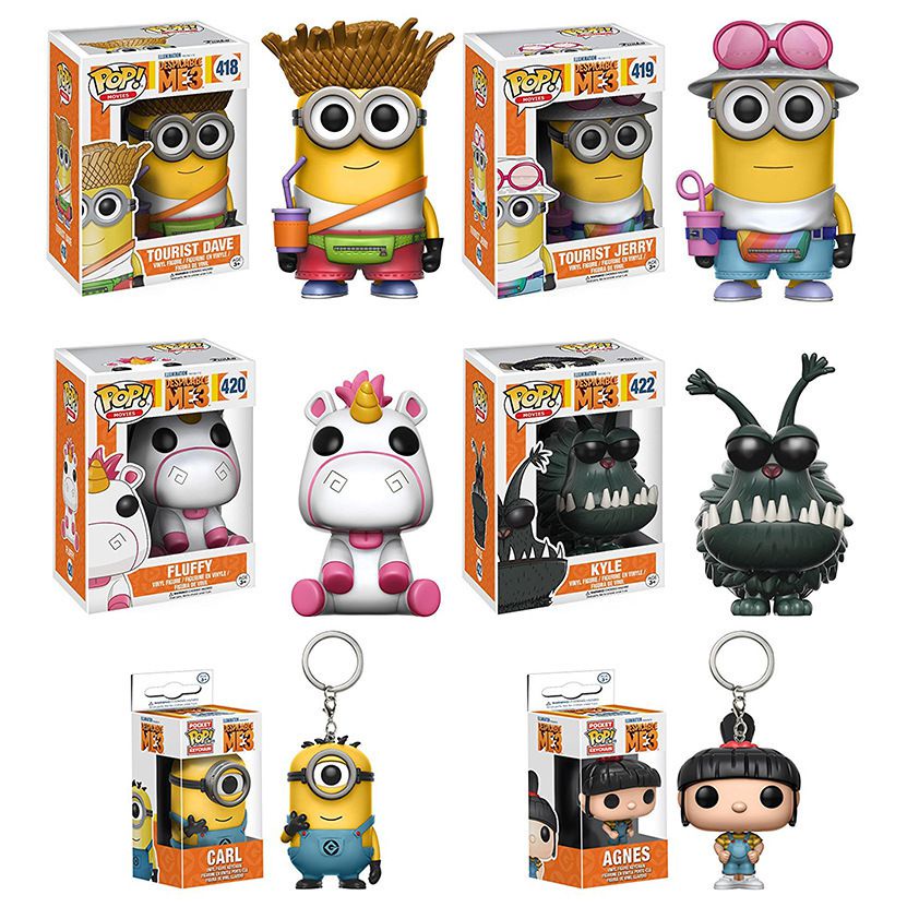 Me Agnes Despicable Cartoon 3pop Funko Minions Gift Mainan Gantungan Kunci Minion Anak