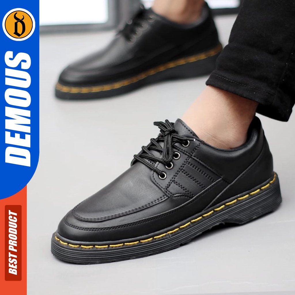 DEMOUS Fall - Sepatu Boots Docmart Formal Pantofel Kerja Casual Hitam Pria